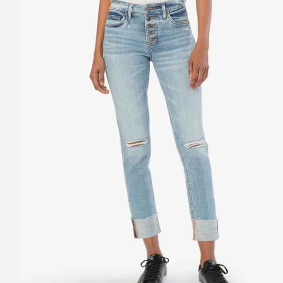 Kut from the Kloth Denim - KUT FROM THE KLOTH jeans Catherine Fab AB Boyfriend high rise distressed size 4